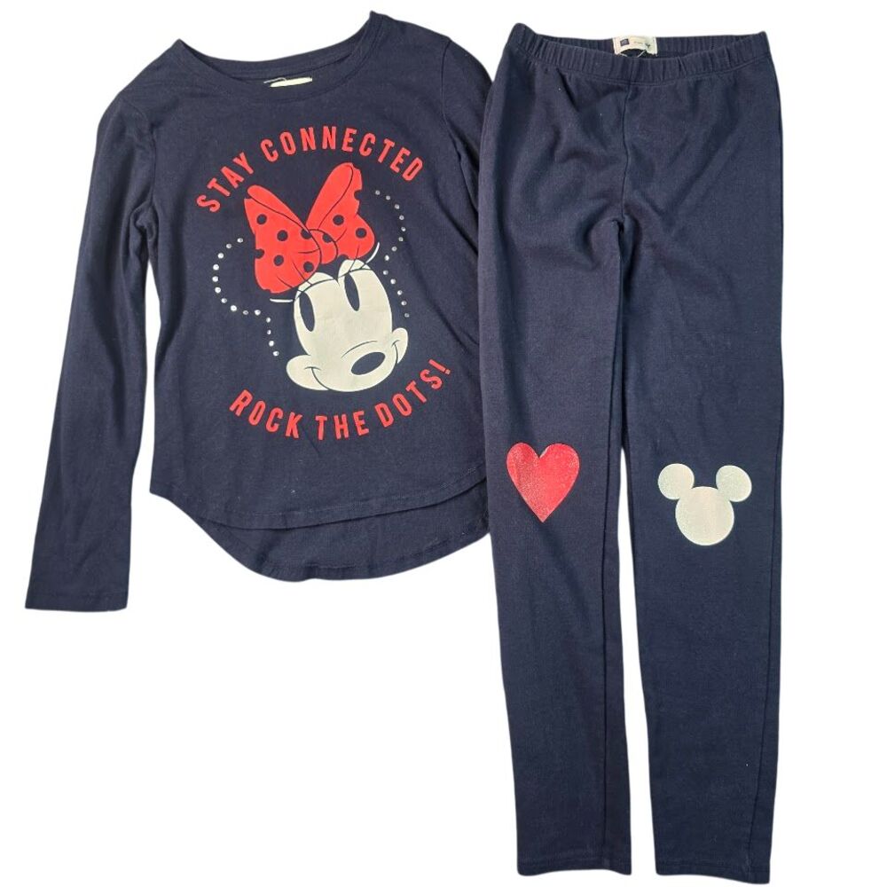 Gap Kids x Disney‎ Girls Minnie Mouse Set XL/12 Navy LS Mickey Leggings Hearts
